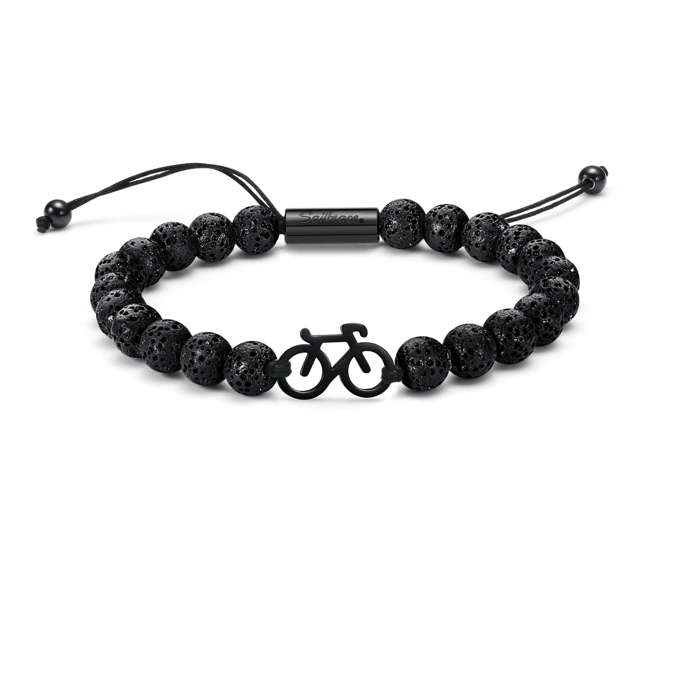 Lava Stone Black Bike Bracelet