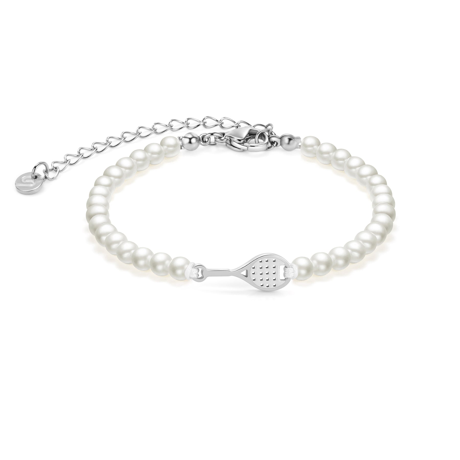 Pearl Silver Tennis Chain Bracelet