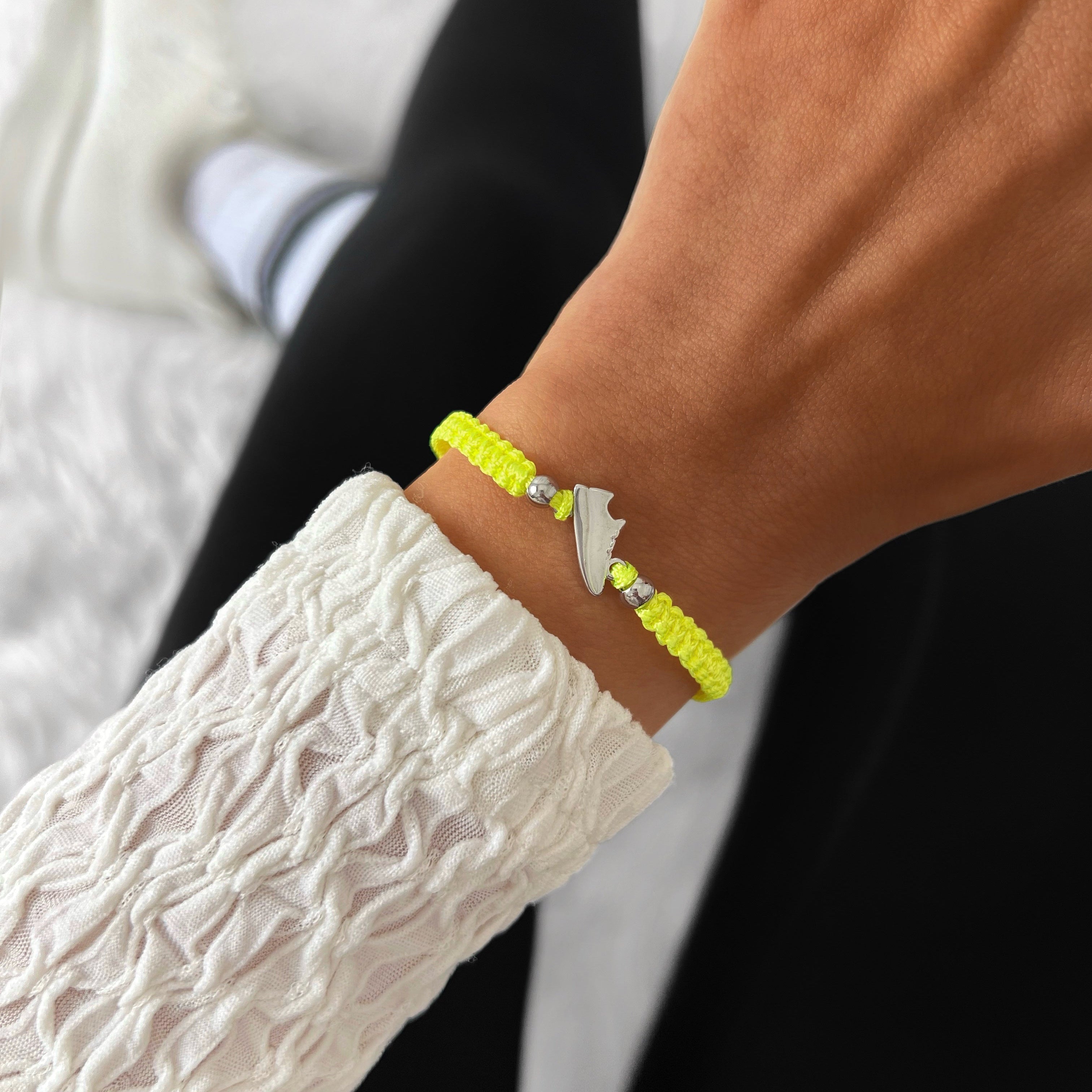 Bracelet tressé jaune néon Silver Runner