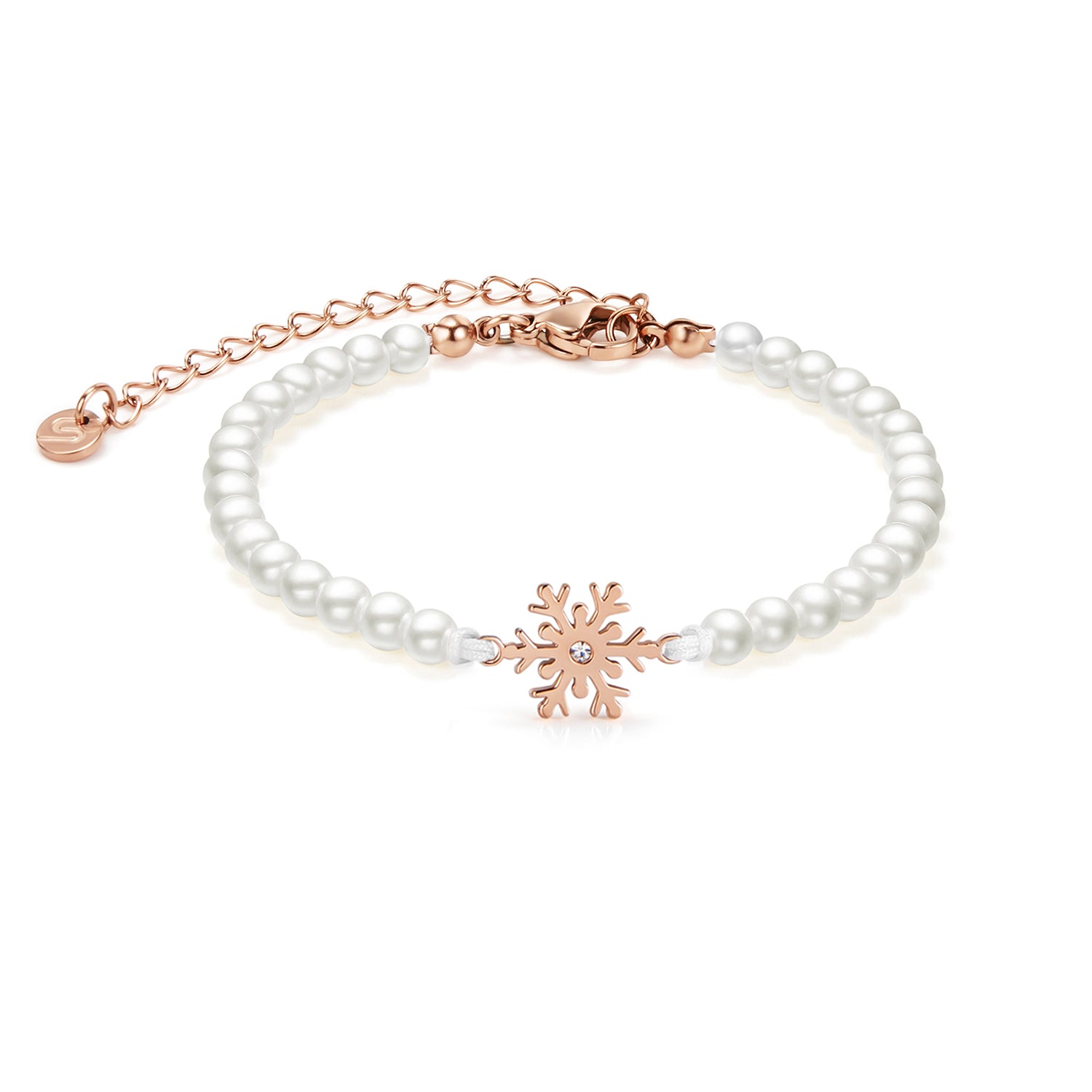 Pearl Frozen Snowflake Chain Bracelet