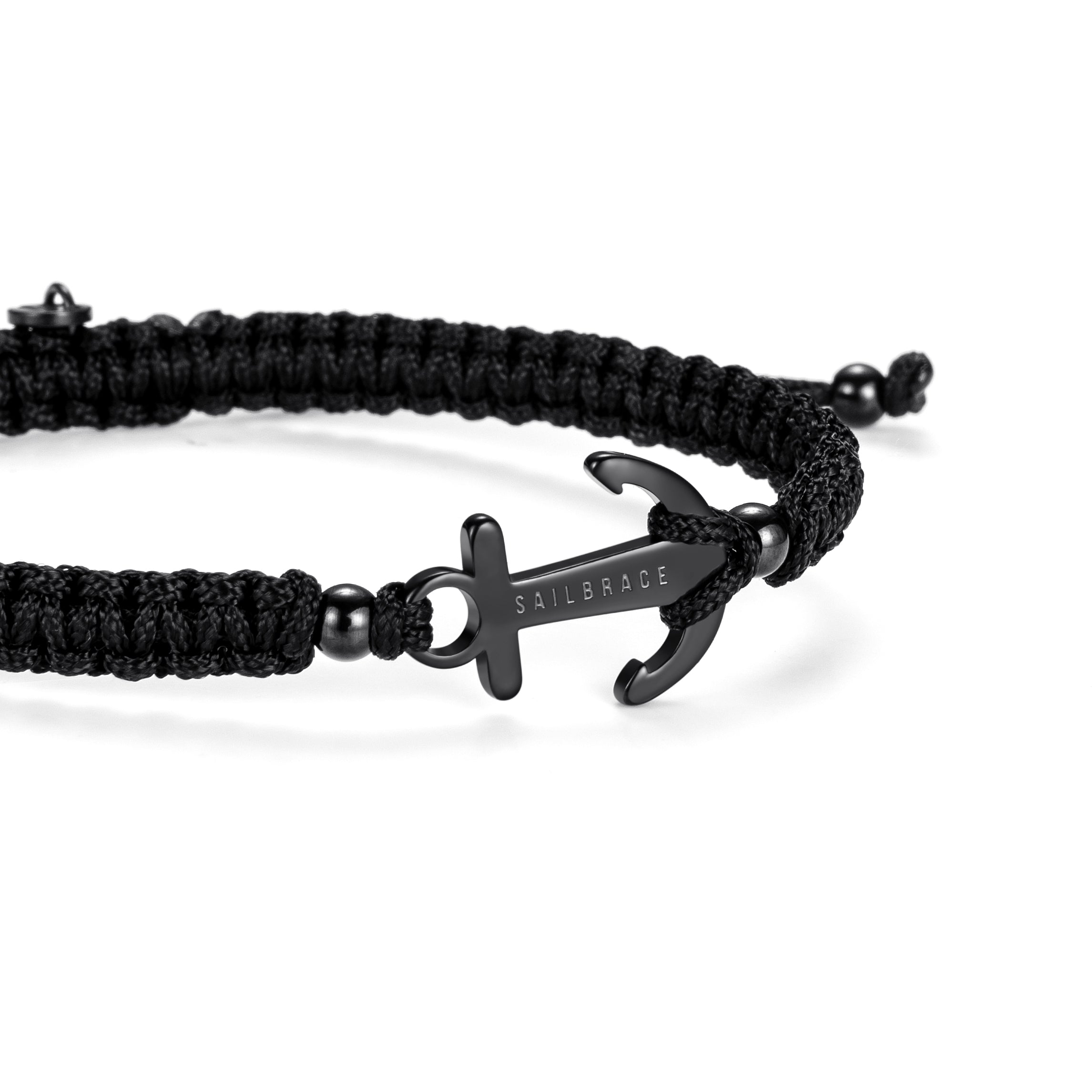 Black Anchor Braided Bracelet
