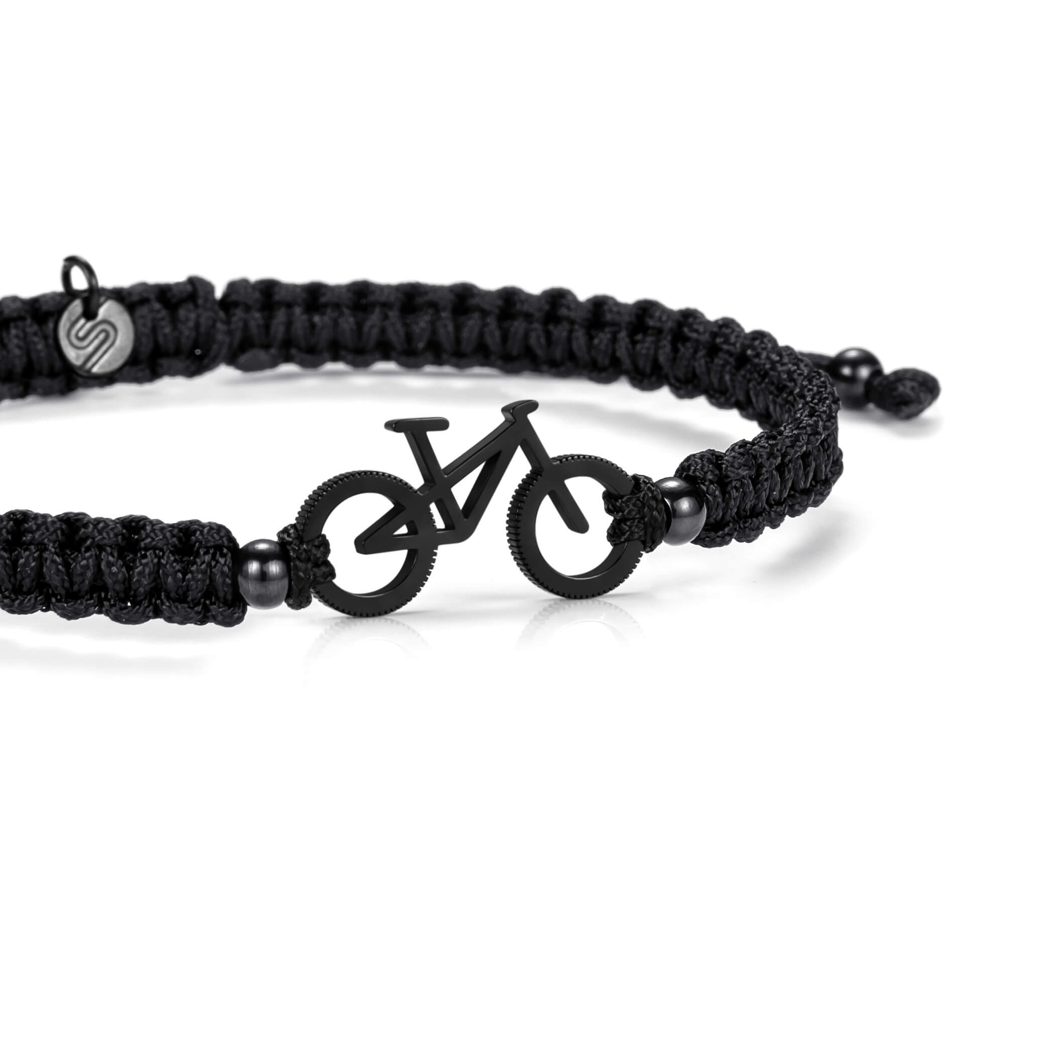 Bracelet tressé tout noir pour vélo VTT