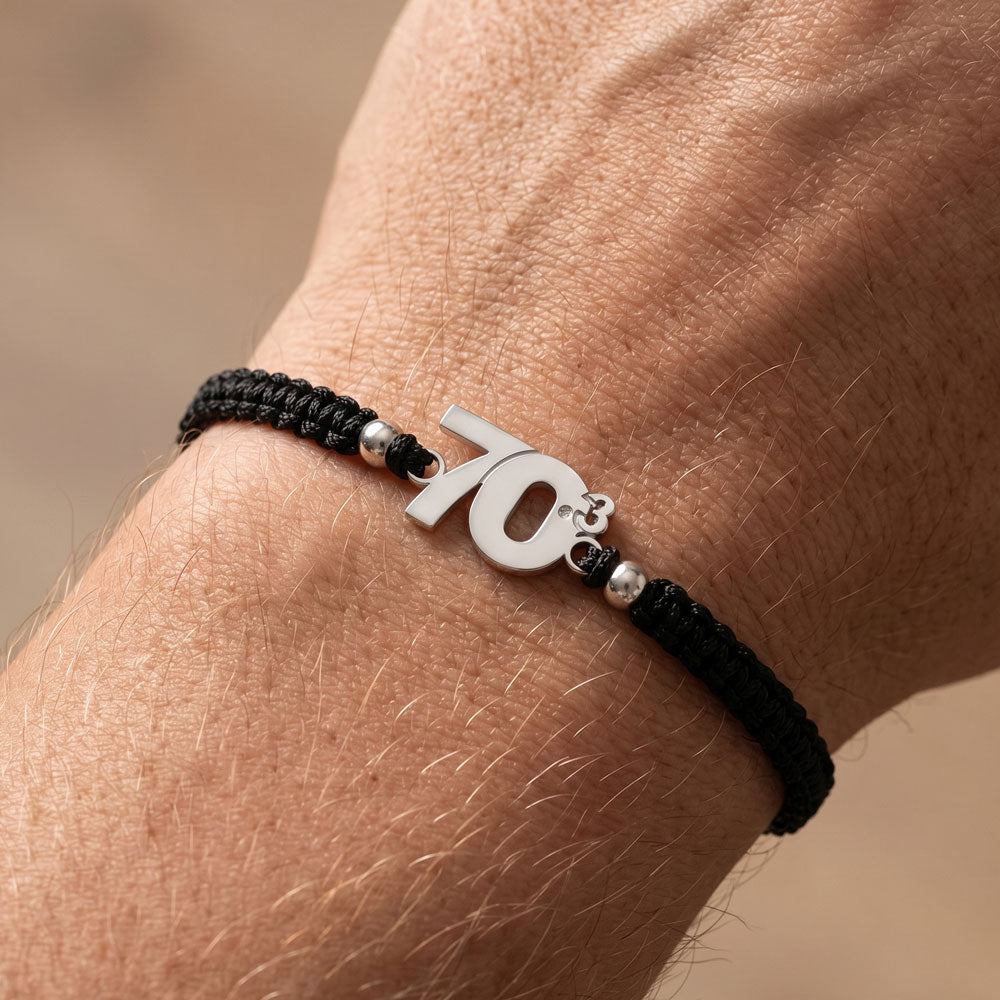 70.3 Silver Black Braided Bracciale