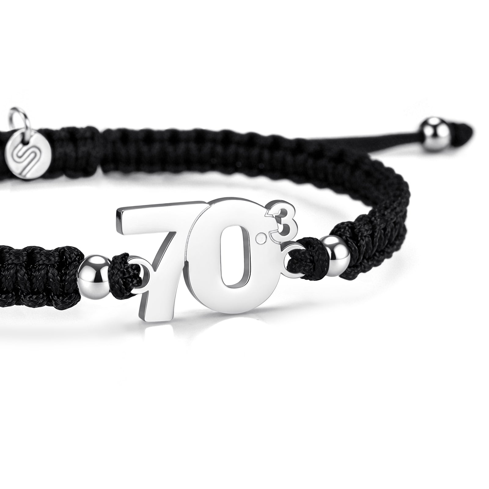 70.3 Silver Black Braided Bracciale