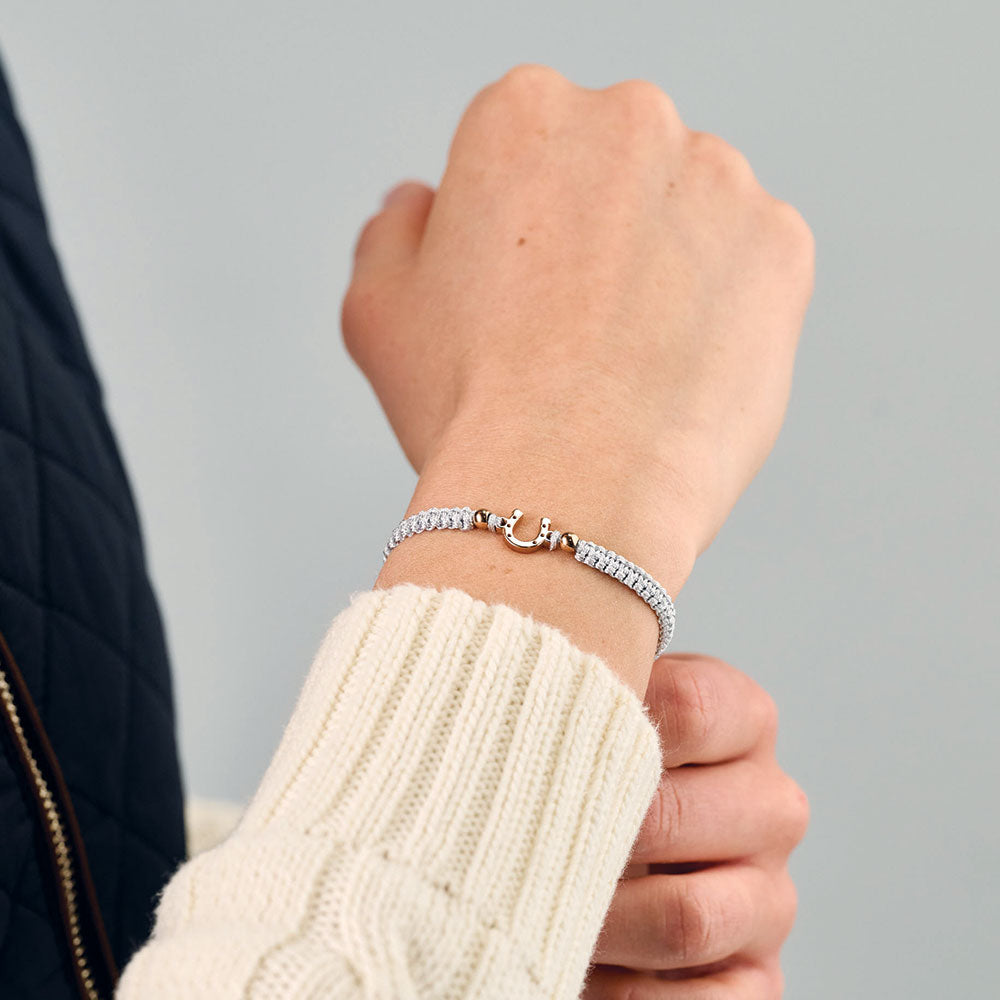 Rose Horse Rider Grey Braided Bracelet
