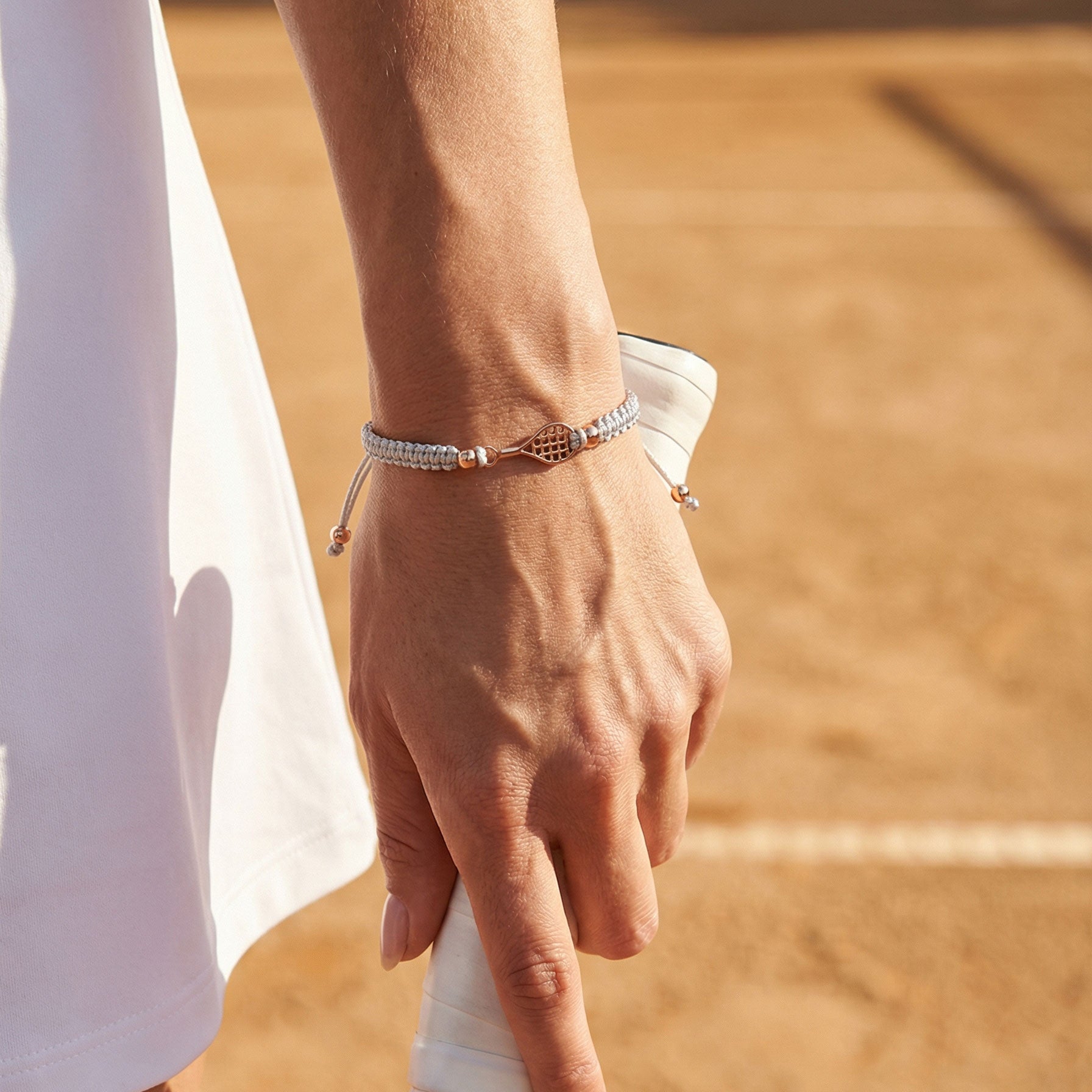 Rose Tennis Grey Braided Bracciale