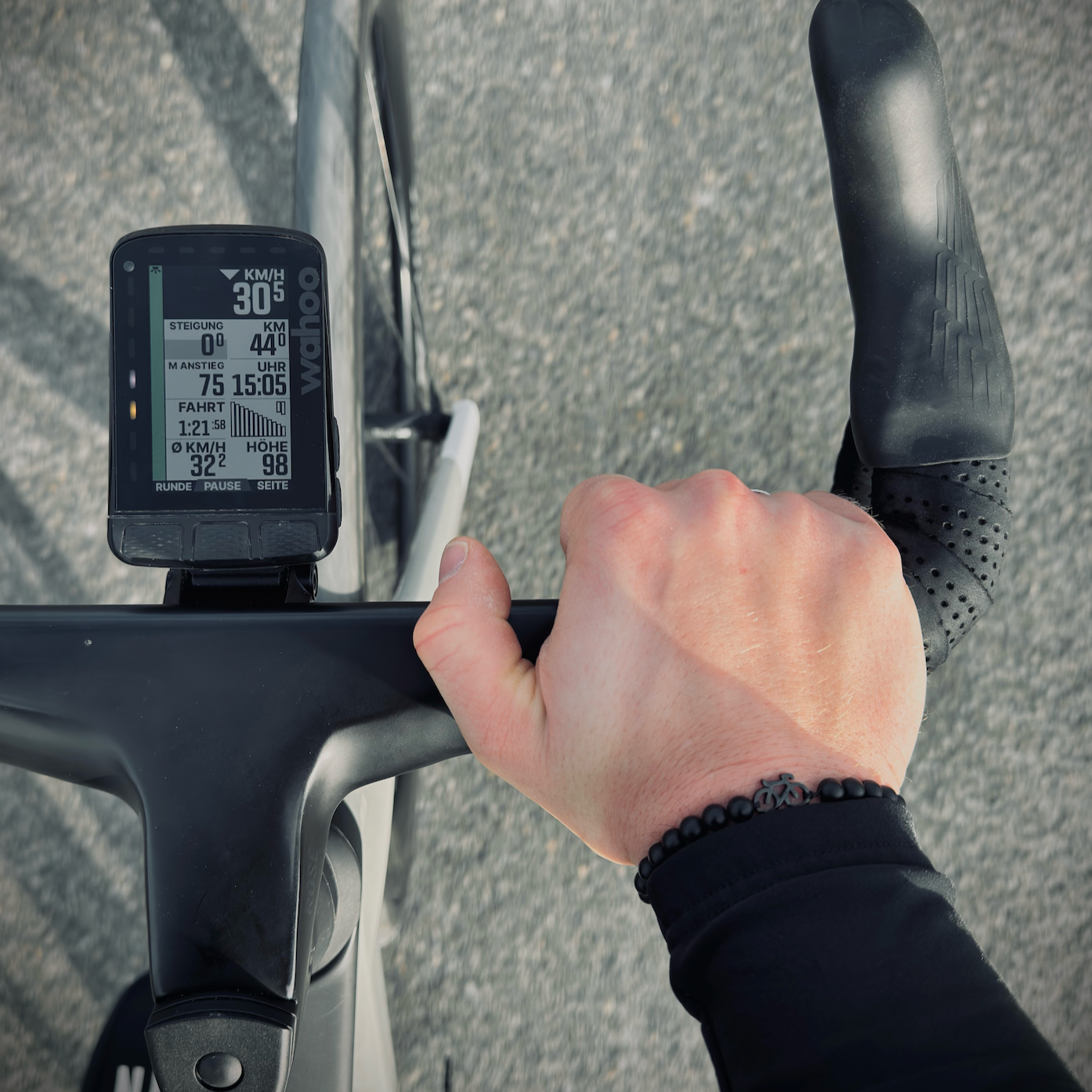 Schwarzes Fahrrad Perlenarmband