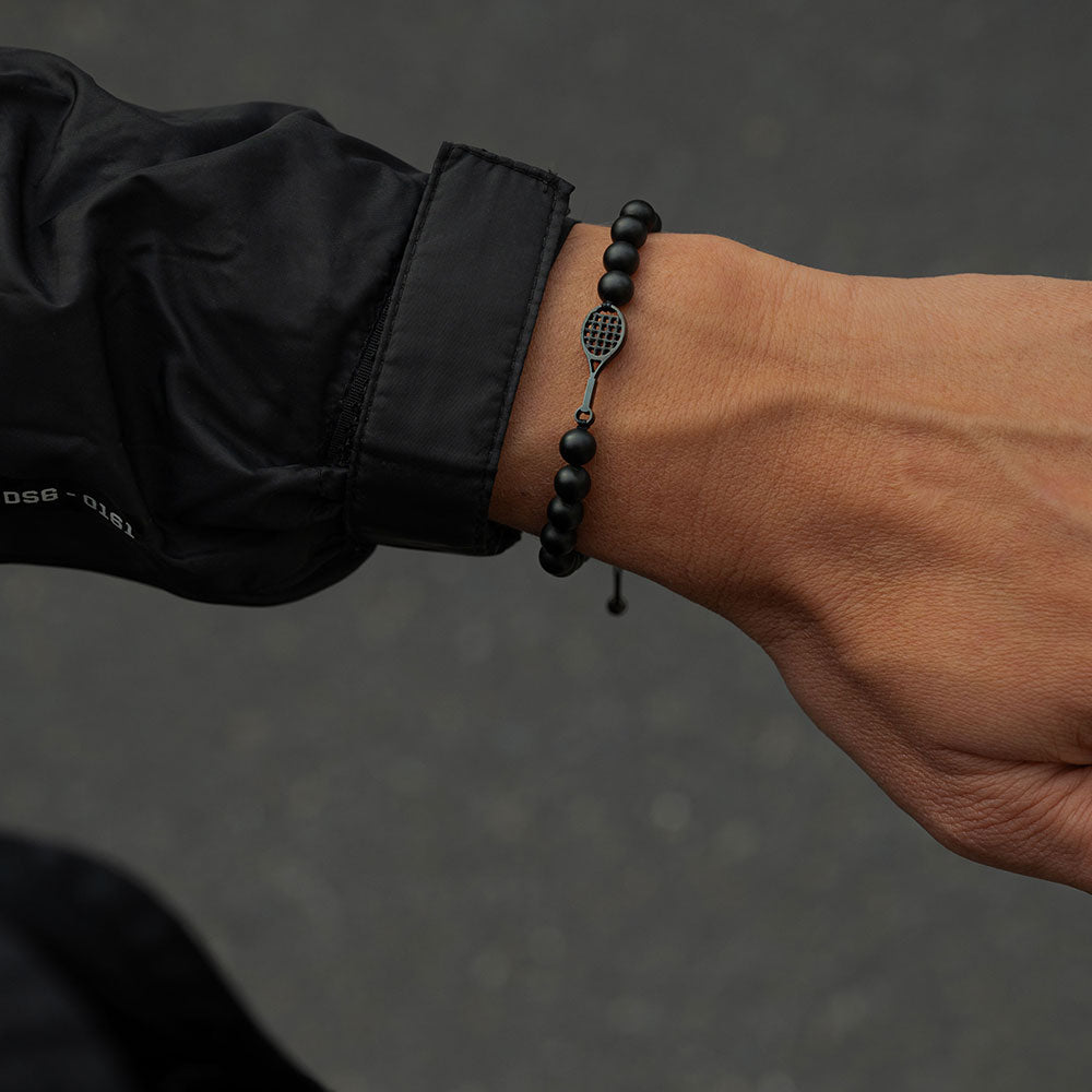 Schwarzes Tennis-Perlenarmband