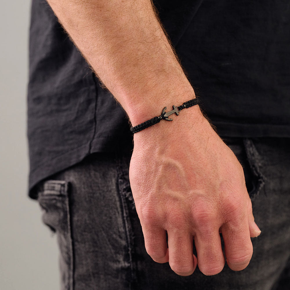 Schwarzes Anker Geflochtenes Armband