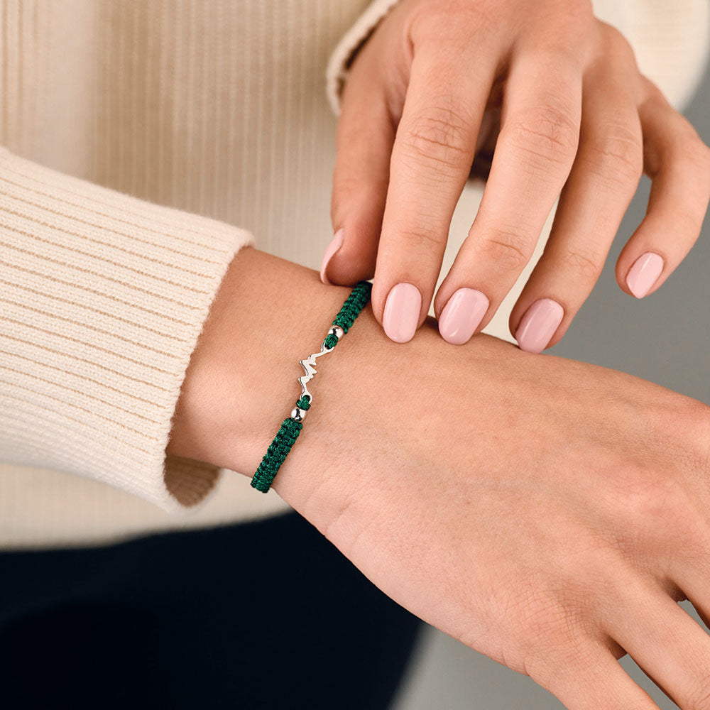 Silver Mountain Dark Green Braided Bracelet