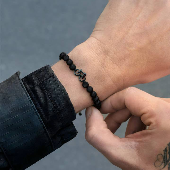 Lava Stone Black Bike Bracelet