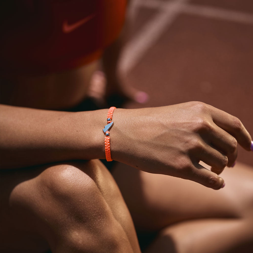 Silberner Runner Neon Pink Geflochtener Armband