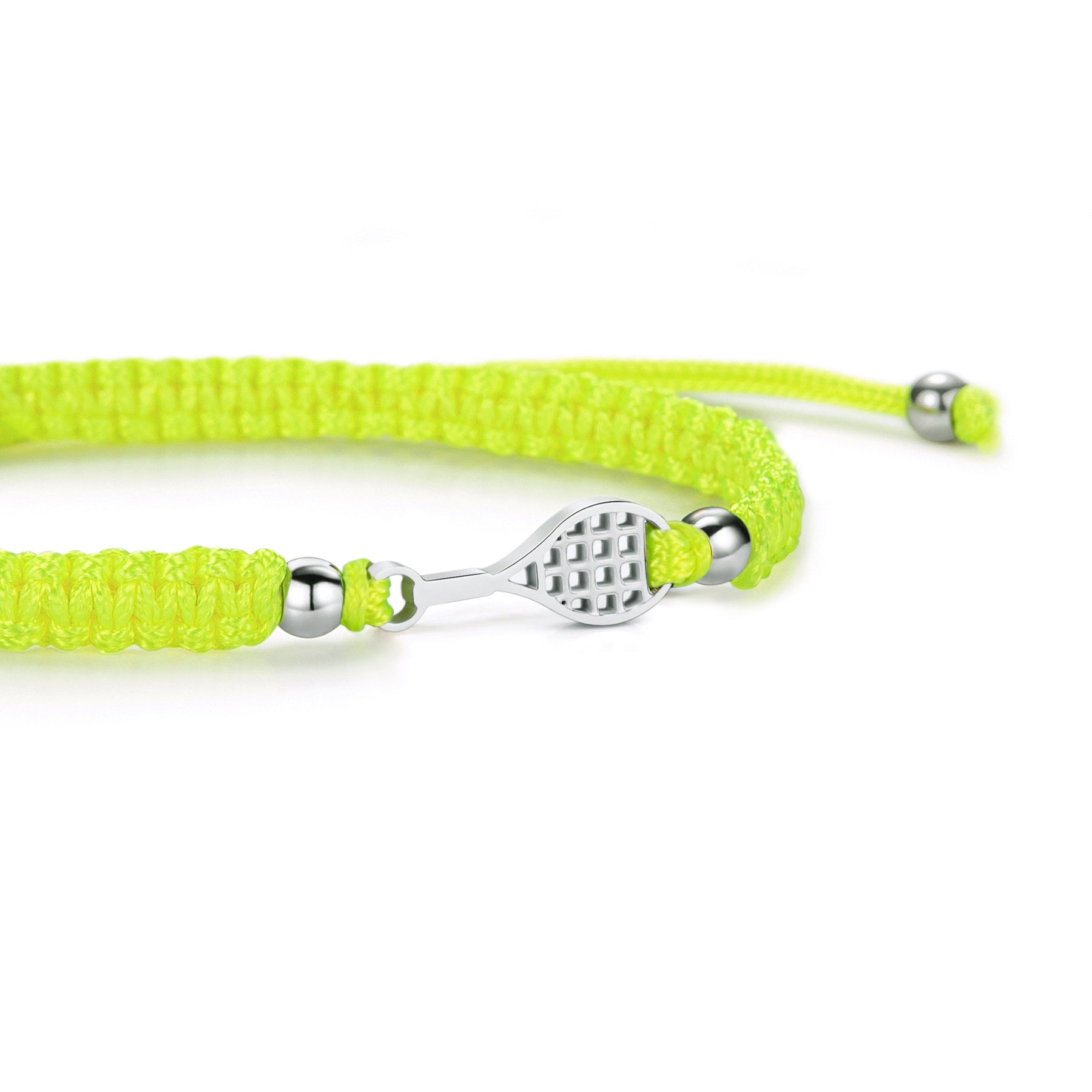 Silver Tennis Neon Yellow Braided Bracelet