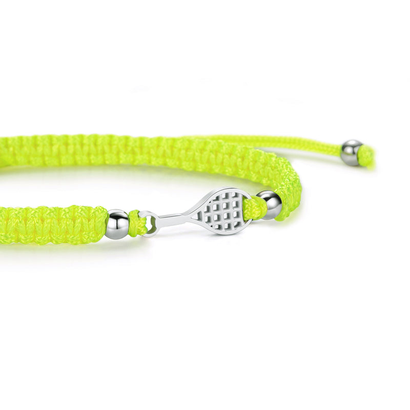 Silver Tennis Neon Yellow Braided Bracelet