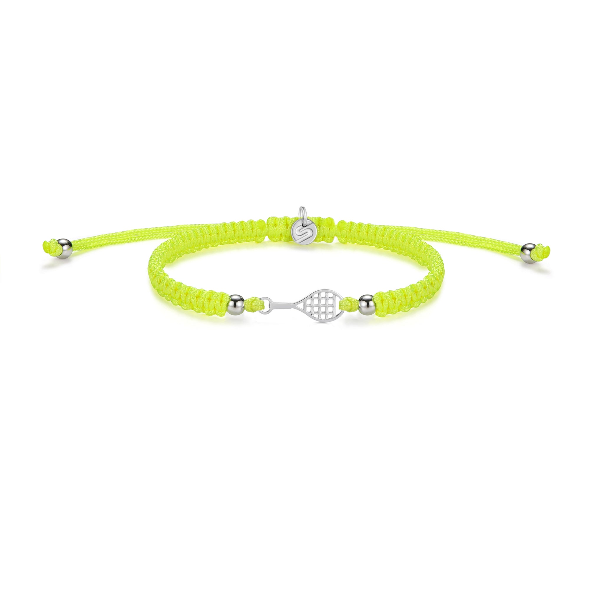 Silver Tennis Neon Yellow Braided Bracelet