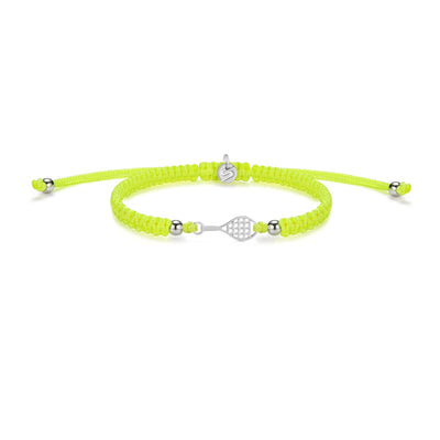 Silver Tennis Neon Yellow Braided Bracelet