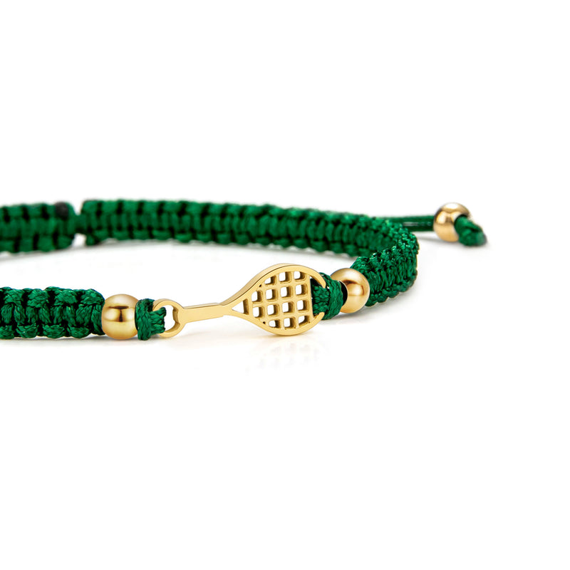 Gold Tennis Dark Green Braided Bracelet
