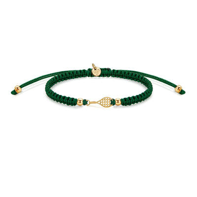 Gold Tennis Dark Green Braided Bracelet
