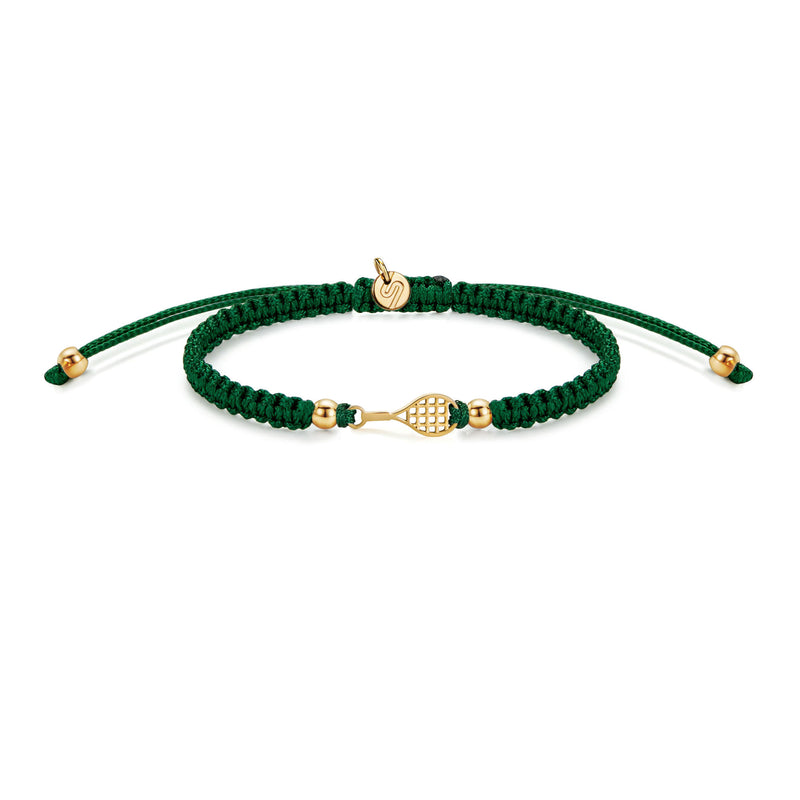 Gold Tennis Dark Green Braided Bracelet