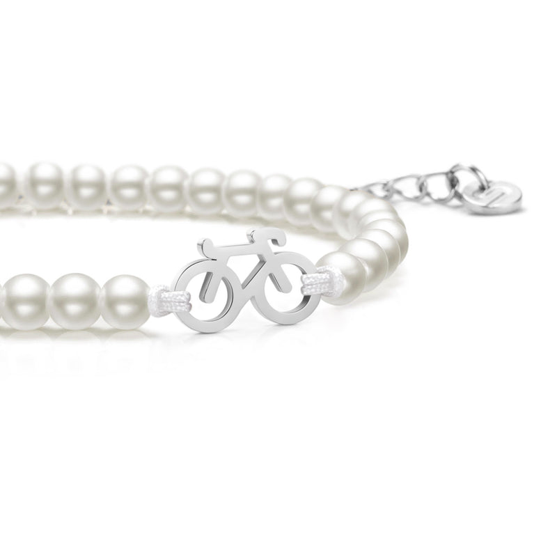 Pearl Silver Bike Chain Bracelet