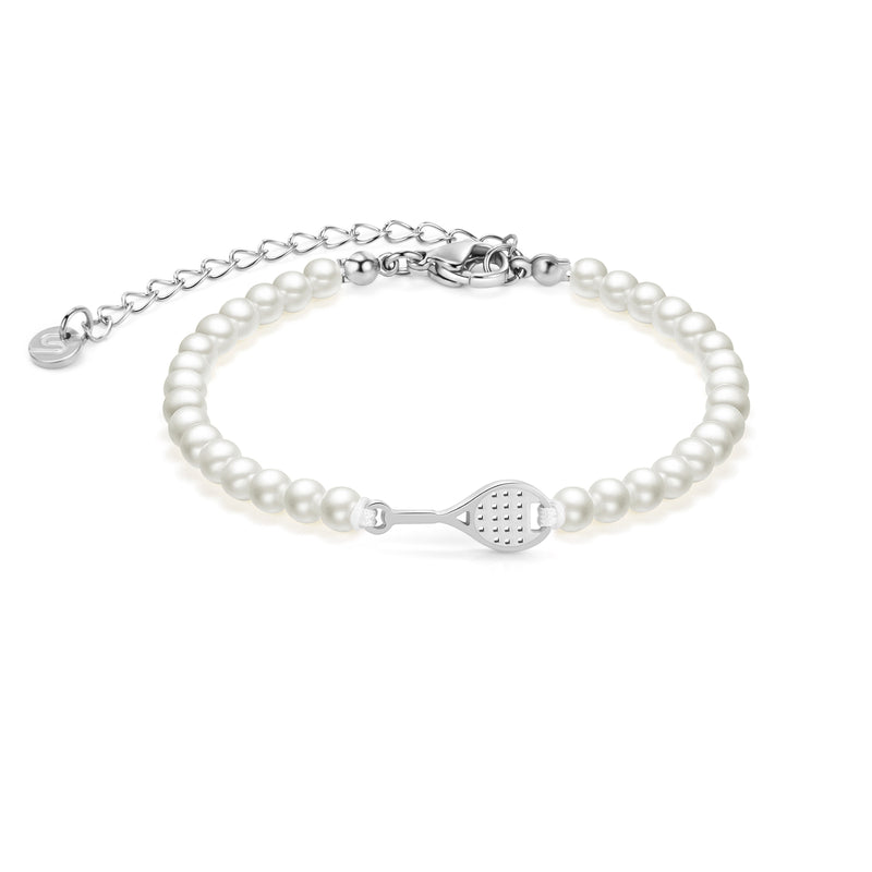 Pearl Silver Tennis Chain Bracelet