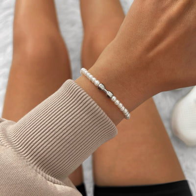 Pearl Silver Gym Chain Bracelet