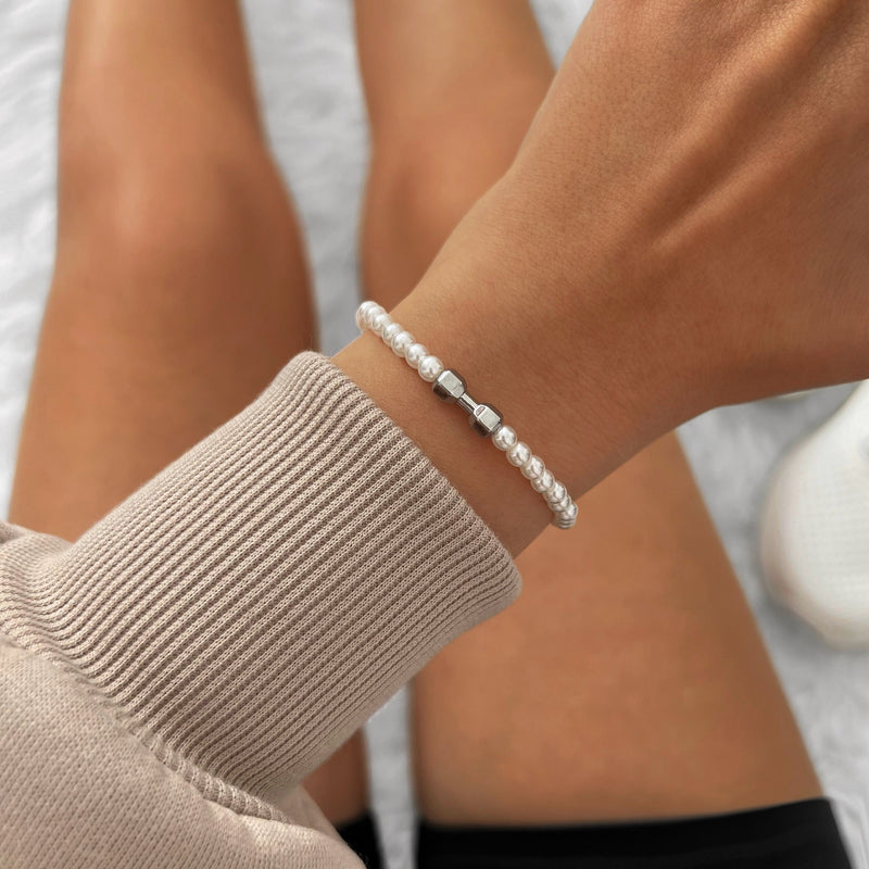 Pearl Silver Gym Chain Bracelet