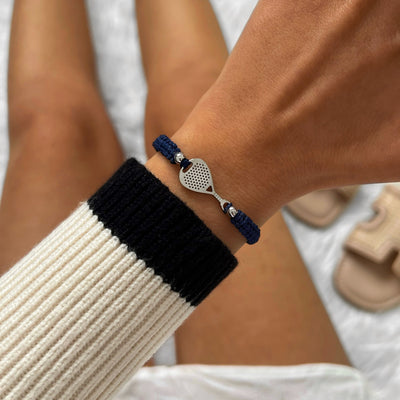 Silver Padel Royal Blue Braided Bracelet