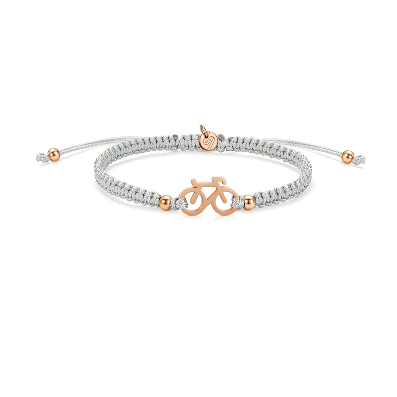 Rose Bike Grey Braided Bracelet