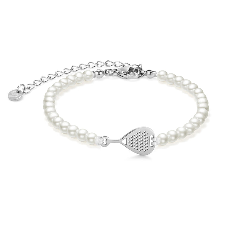 Pearl Silver Padel Chain Bracelet