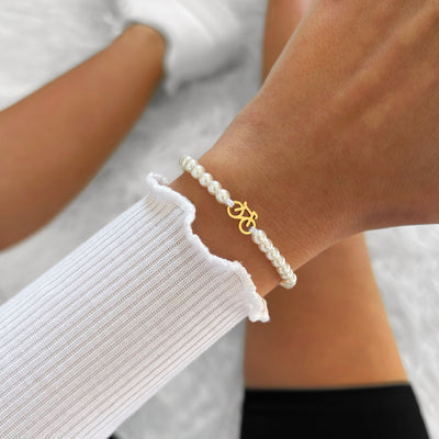 Pearl Gold Bike Chain Bracelet