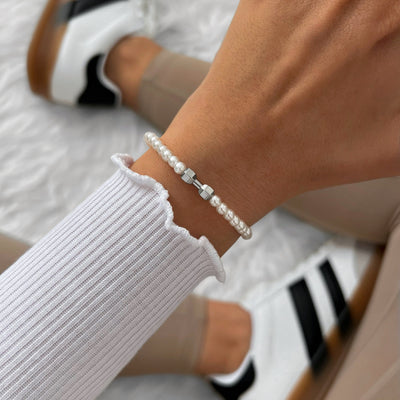 Pearl Silver Gym Chain Bracelet