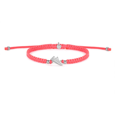 Silver Runner Neon Pink Braided Bracelet