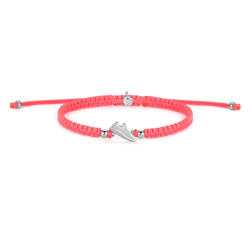 Silver Runner Neon Pink Braided Bracelet
