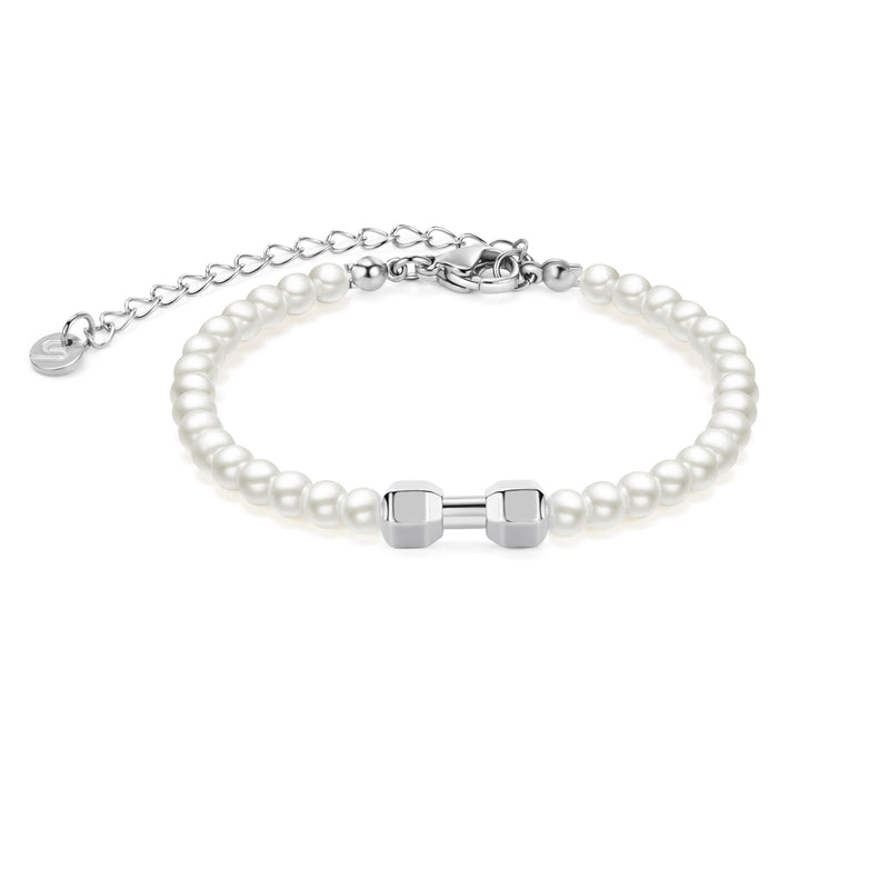 Pearl Silver Gym Chain Bracelet