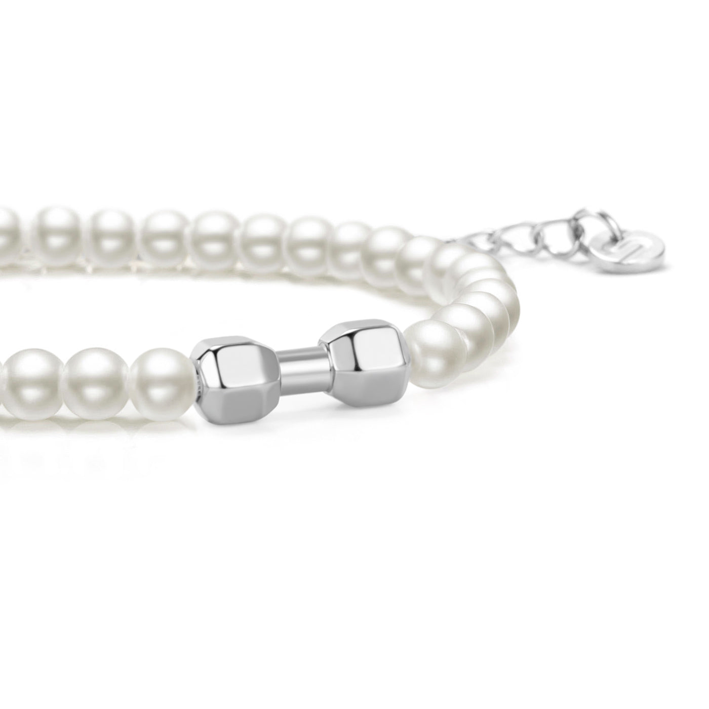 Pearl Silver Gym Chain Bracelet