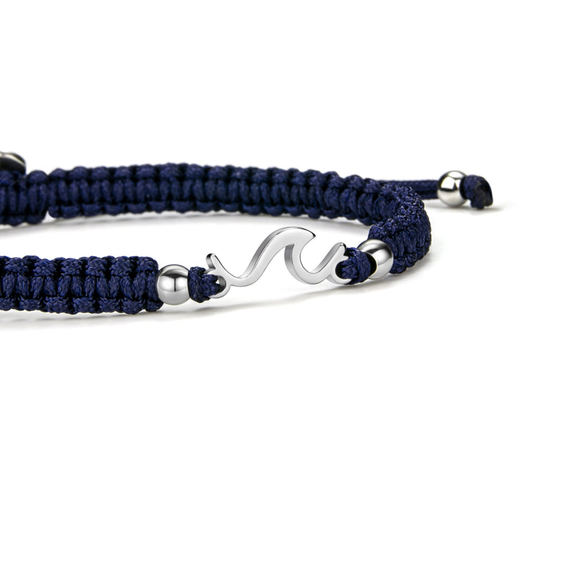 Silver Wave Royal Blue Braided Bracelet