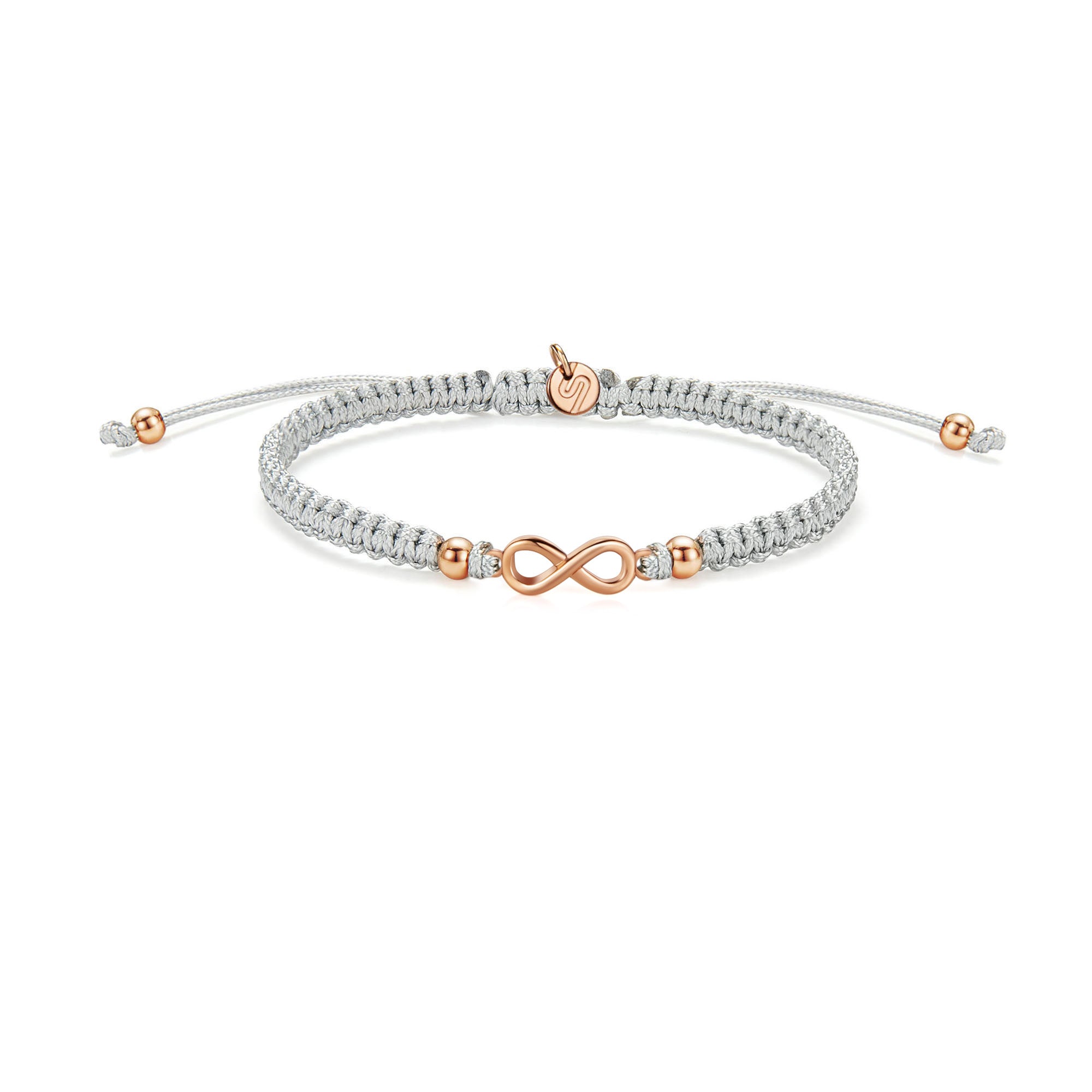 Rose Infinity Grau Geflochtenes Armband