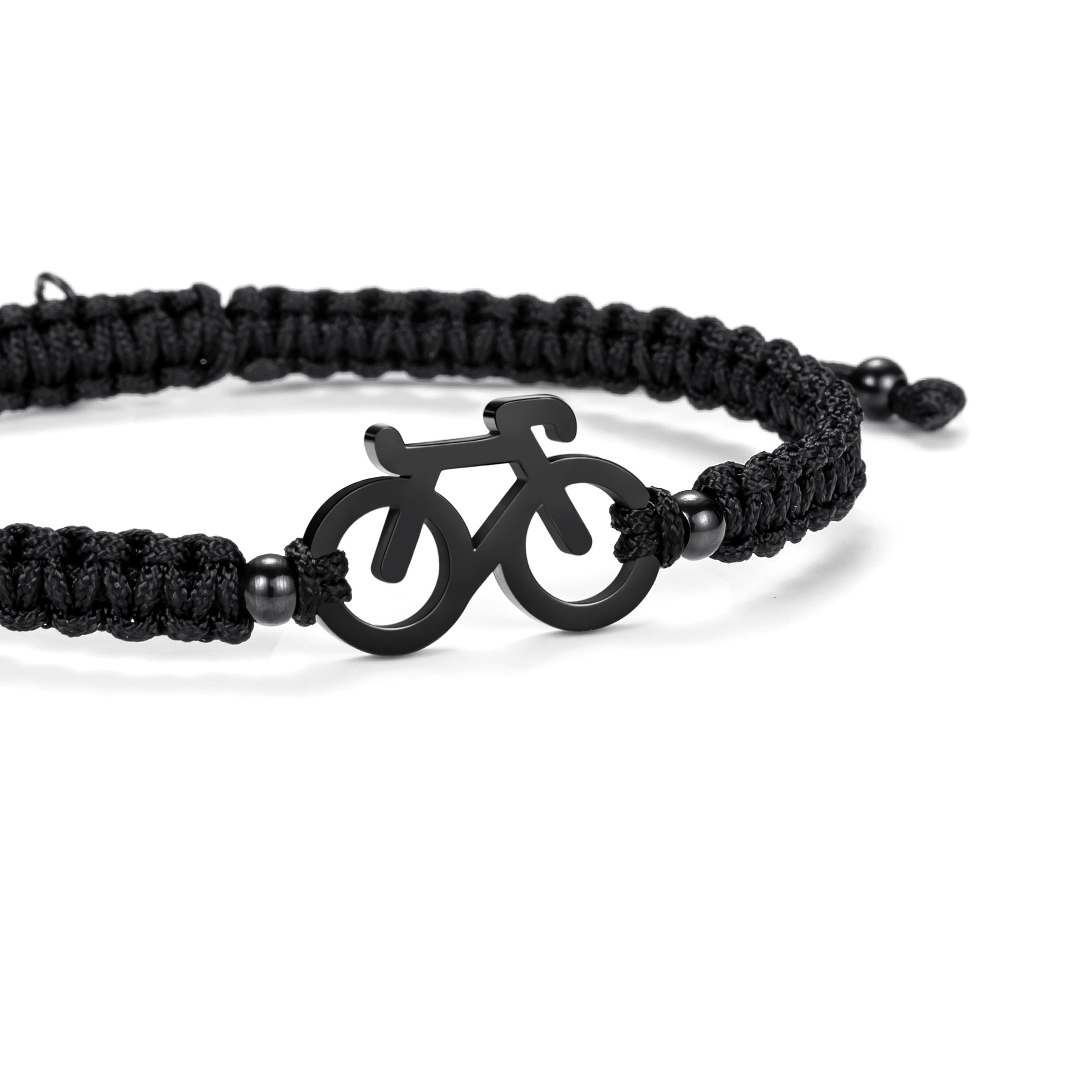 All Black Bike Braided Bracelet