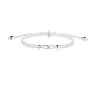 Silver Infinity White Braided zapestnica