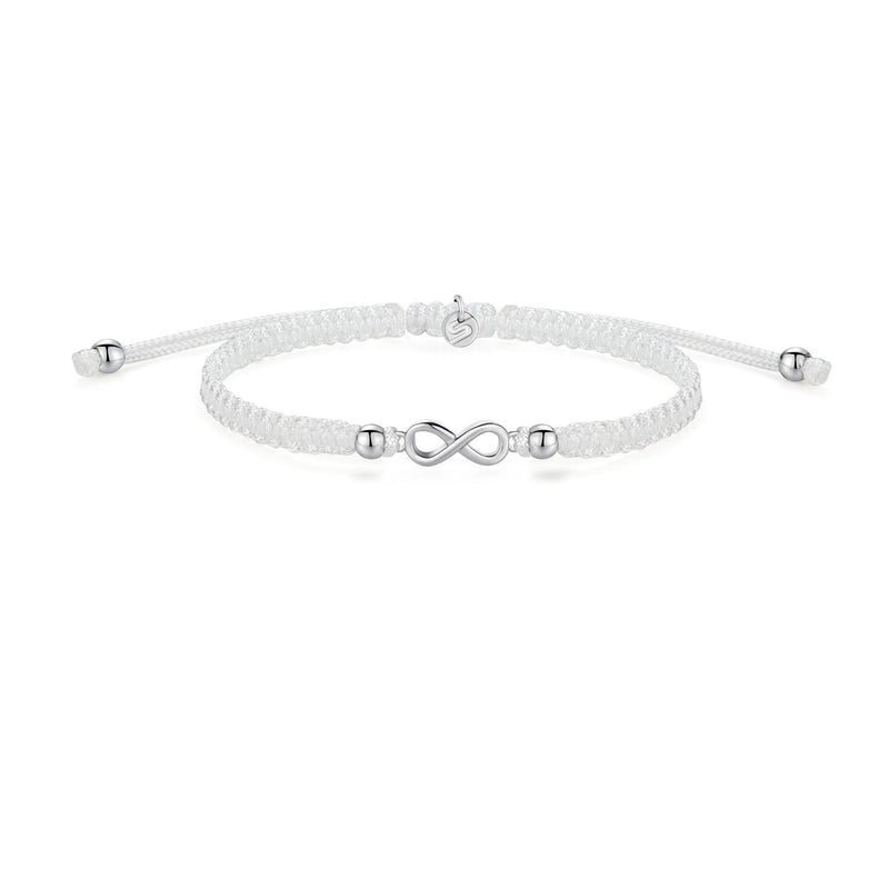Silver Infinity White Braided zapestnica