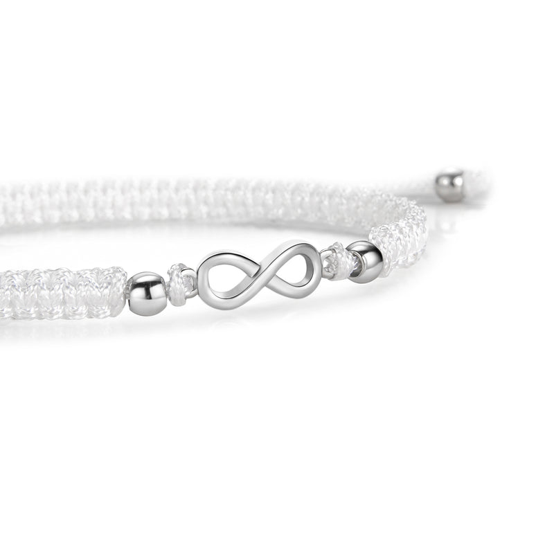Silver Infinity White Braided zapestnica