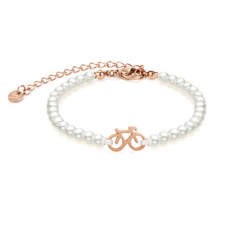 Pearl Rose Bike Chain Bracelet