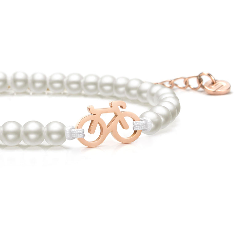 Pearl Rose Bike Chain Bracelet