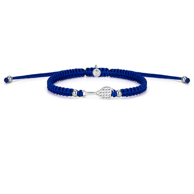 Silver Tennis Court Blue Braided Bracelet