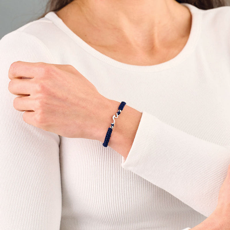 Silver Wave Royal Blue Braided Bracelet