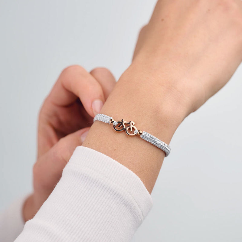 Rose Bike Grey Braided Bracelet