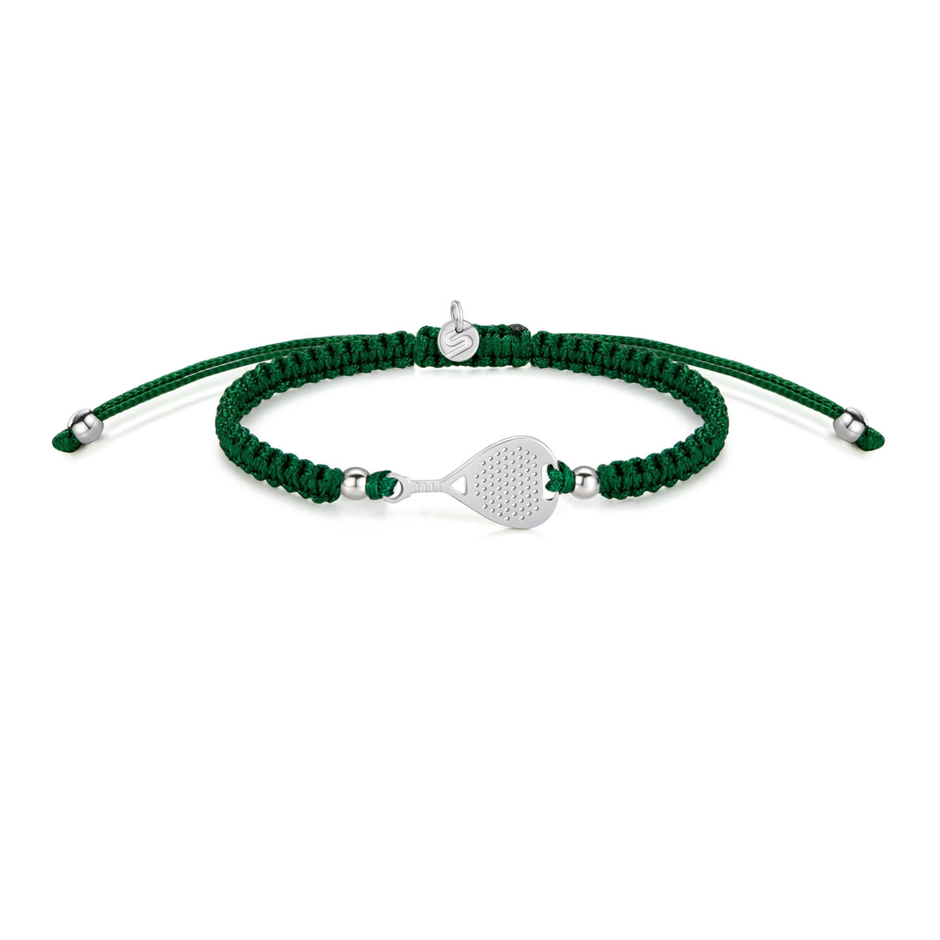 Silber Padel Dunkelgrünes Geflochtenes Armband