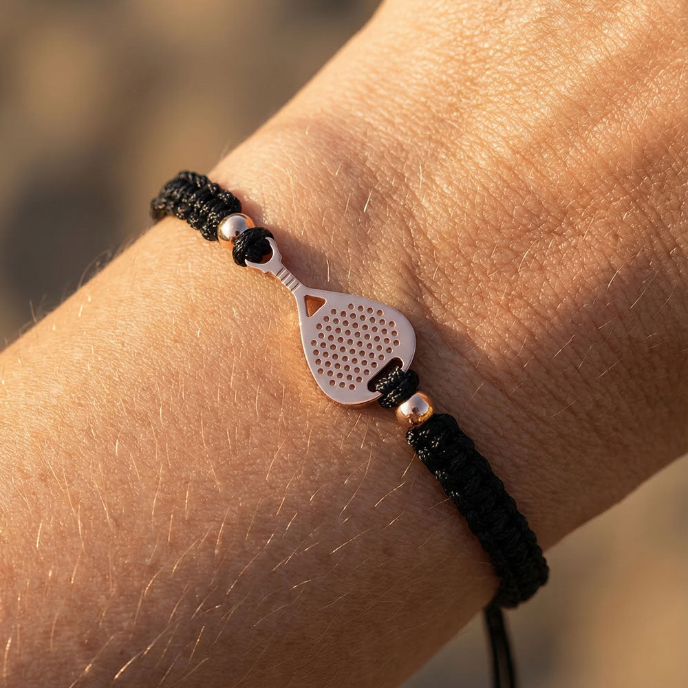 Rose Padel Black Braided Bracciale