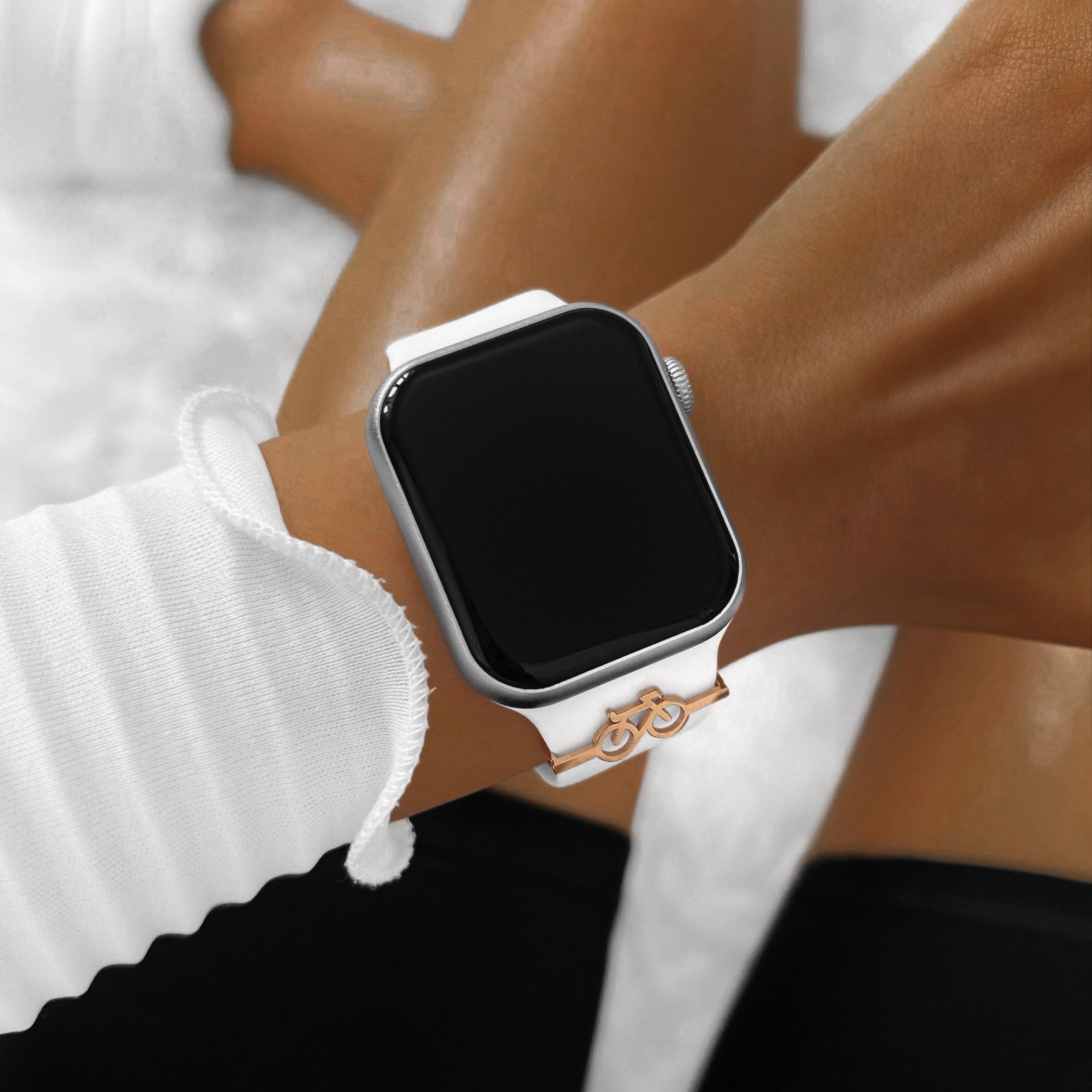 Roségold Fahrradanhänger + Band